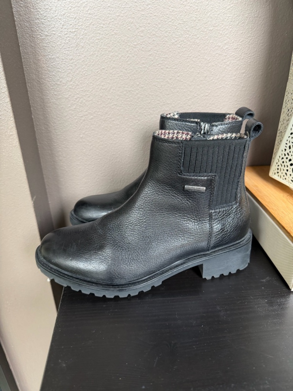 Rockport Black Leather Combat Moto Chelsea Boots